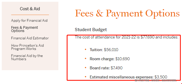普林斯頓大學(xué)本科費(fèi)用多少？